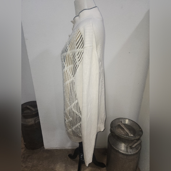 Steve Harvey Celebrity Edition Sweater Sz XL Off White Button Neck - Picture 3 of 12